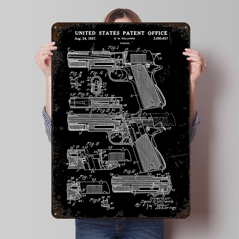 Retro Gaming Gun - Placa de Metal Vintage Personalizada com