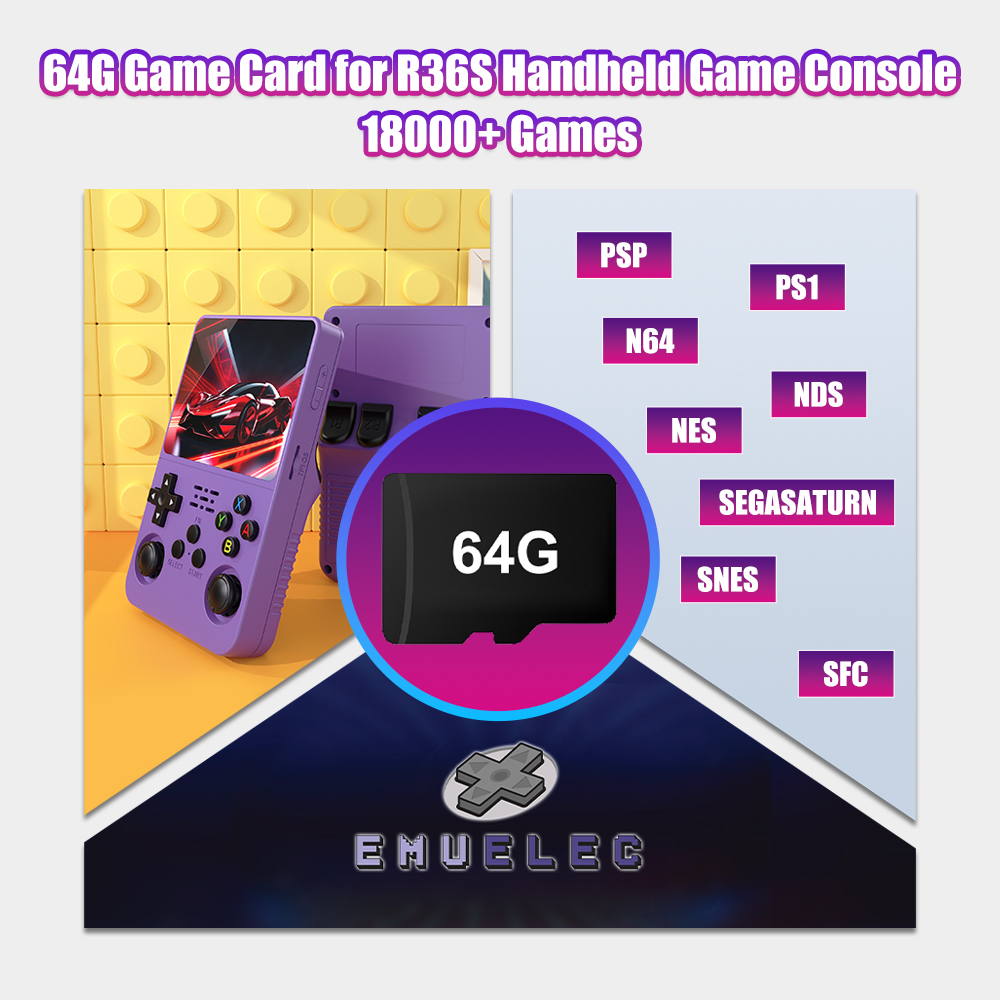 Console Retro Gaming Portable - Cartão tf de jogo 64g para