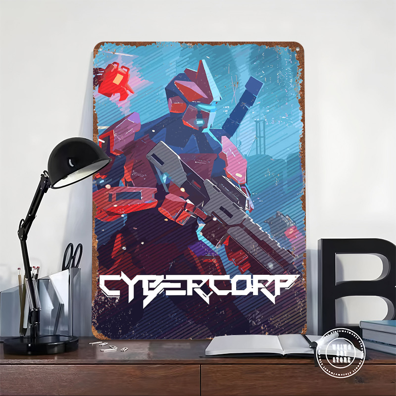 Pôster de Metal Robô Cyberpunk - Retro Gaming Gun avaliação e preço