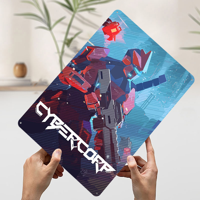 Pôster de Metal Robô Cyberpunk - Retro Gaming Gun avaliação e preço