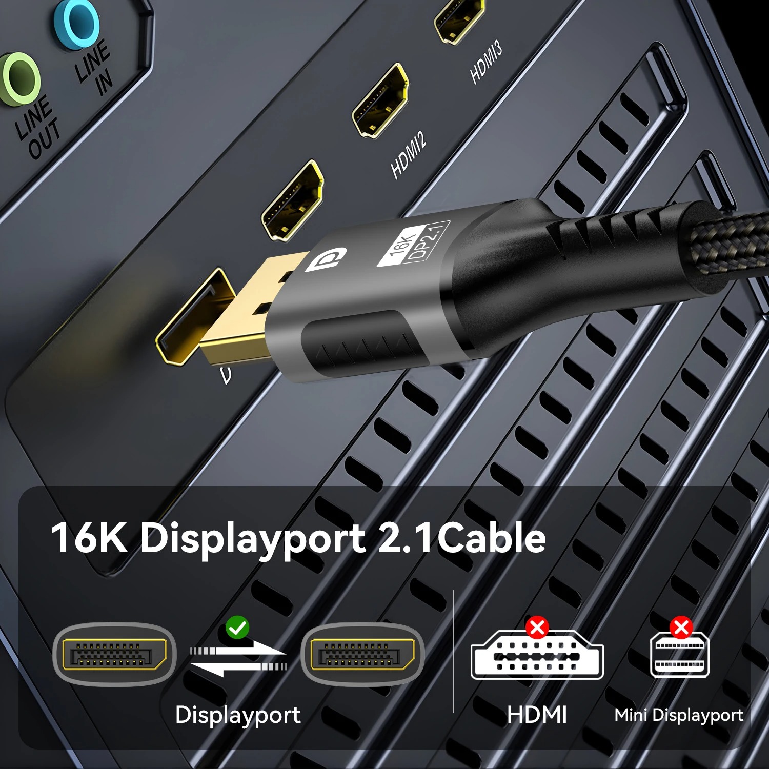 Cabo DisplayPort 16K DP 2.1 8K - Retro Gaming Projector avaliação e preço